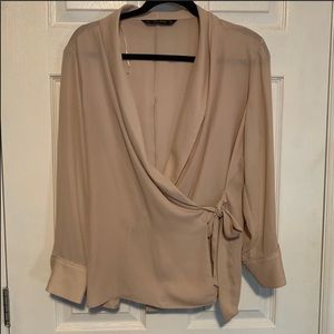 Zara blush pink true wrap blouse